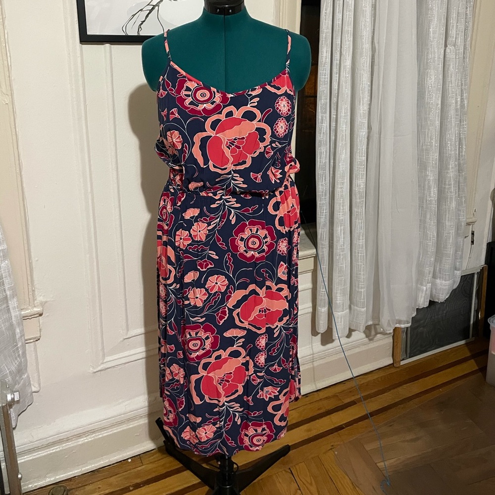 Blue & Coral Floral Dress